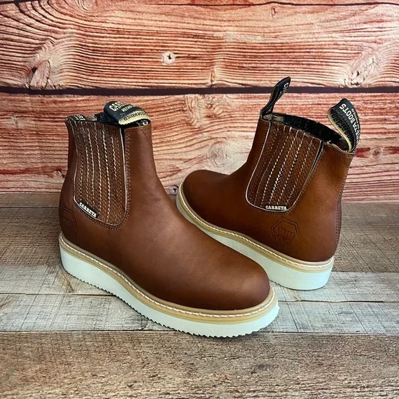 Mens LEATHER Light Weight Ankle Half CHELSEA  Work Boot Round Toe BOTIN TRABAJO - Picture 2 of 8